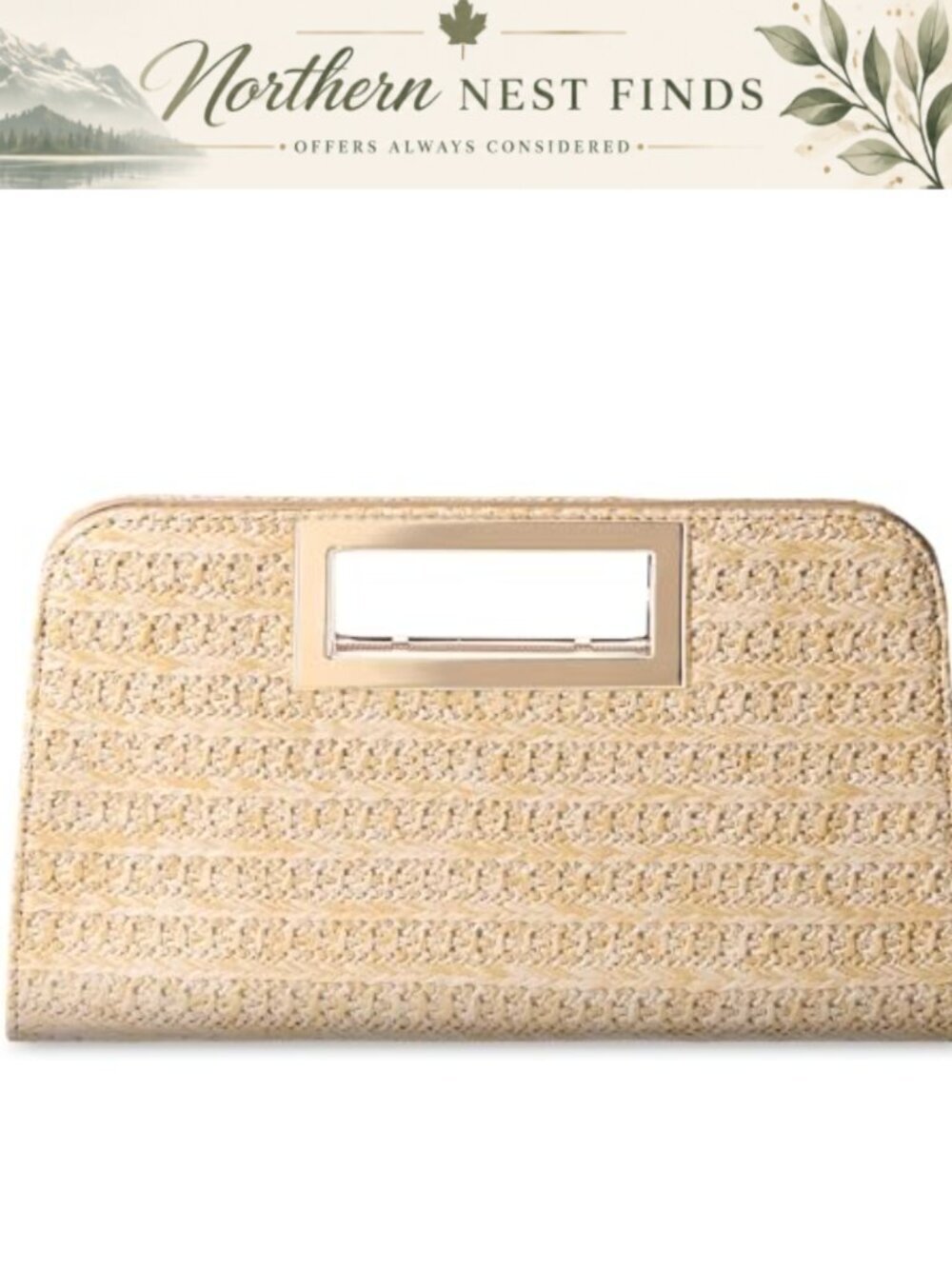 Straw Clutch Purse Cut-Out Handle Evening Crossbody Bag